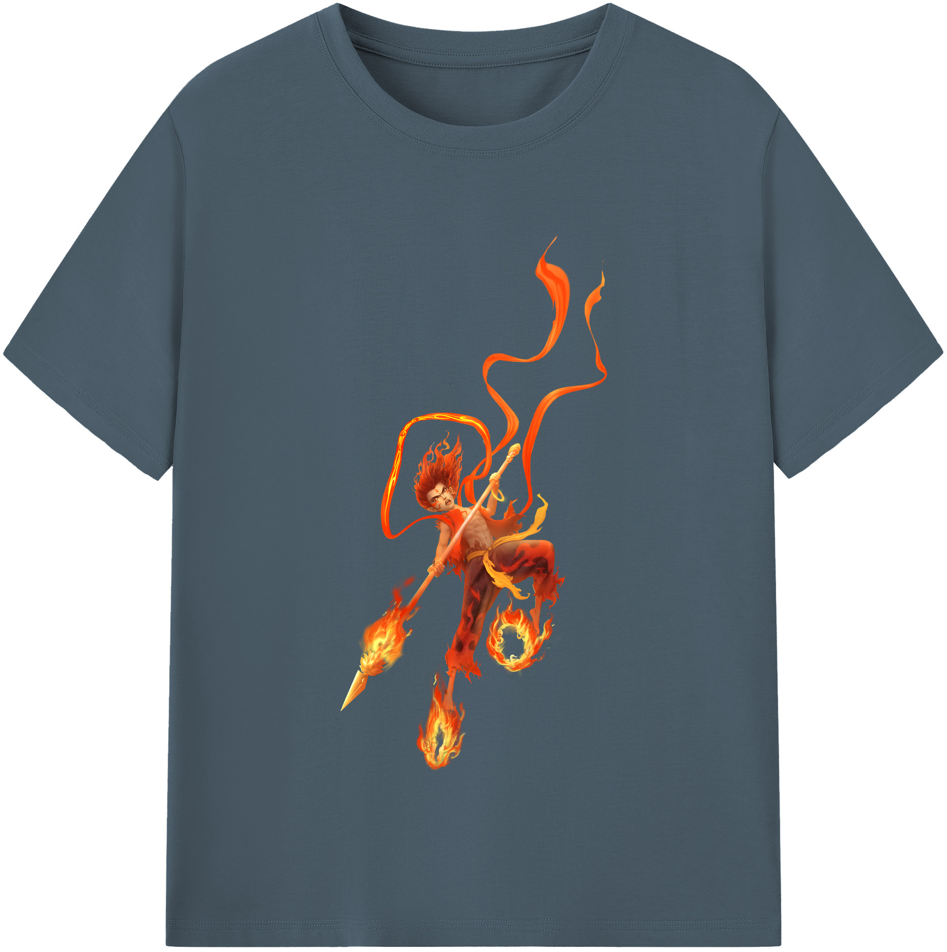 （画像用） Ne Zha 2 ナタ 魔童の大暴れ 綿100％半袖Tシャツ（フロントプリント）